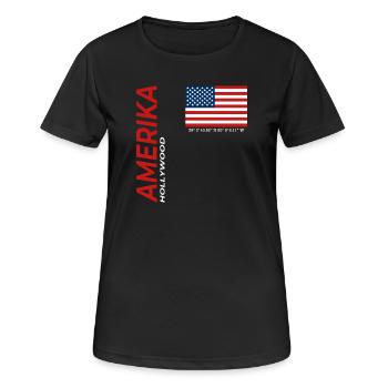 Hollywood - Frauen T-Shirt atmungsaktiv - Schwarz - Vorne - AI Model Female 172 light (172cm)