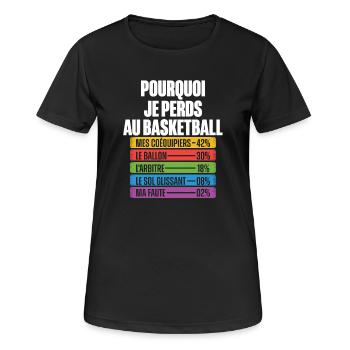 Warum ich im Basketball verliere - Frauen T-Shirt atmungsaktiv - Schwarz - Vorne - AI Model Female 172 light (172cm)