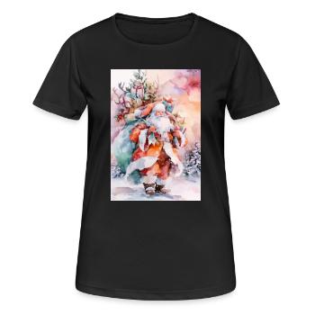 Noël Aquarelle: Santa et Paquets - T-shirt respirant Femme - noir - Devant - AI Model Female 172 light (172cm)