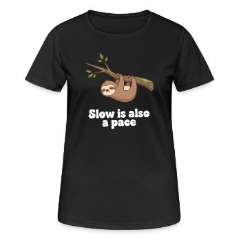 Langsam ist auch ein Tempo - Frauen T-Shirt atmungsaktiv - Schwarz - Vorne - AI Model Female 172 light (172cm)