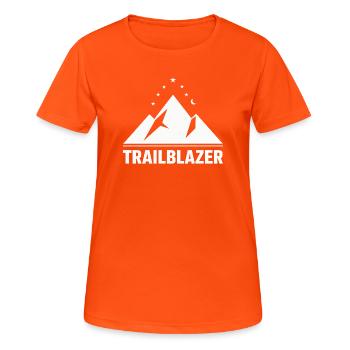 Trailblazer Mountain Night Camping Hiking - Women's Breathable T-Shirt - neon orange - Front - AI Model Female 172 dark (172cm)
