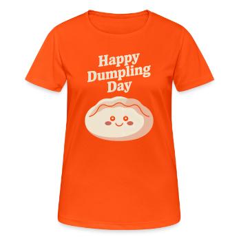 Happy Dumpling Day - Frauen T-Shirt atmungsaktiv - Neonorange - Vorne - AI Model Female 172 dark (172cm)