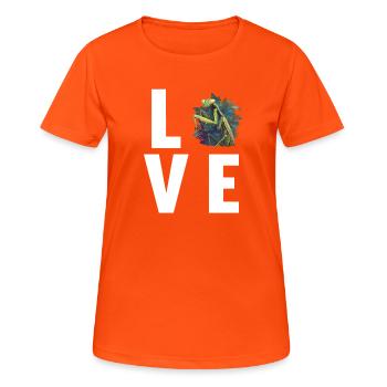 Gottesanbeterinnen Gottesanbeterin - Frauen T-Shirt atmungsaktiv - Neonorange - Vorne - AI Model Female 172 dark (172cm)