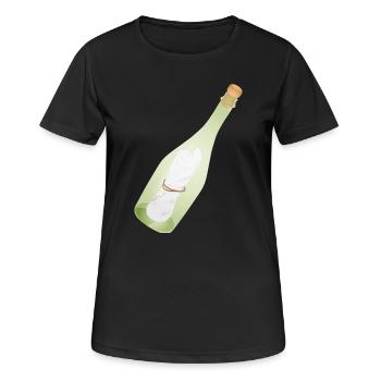 Message romantique vintage dans une bouteille avec un message ancien - T-shirt respirant Femme - noir - Devant - AI Model Female 172 light (172cm)