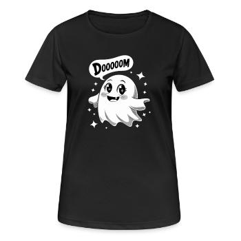 DOOOOOM Mignon Fantôme Kawaii Drôle Mignon - T-shirt respirant Femme - noir - Devant - AI Model Female 172 light (172cm)