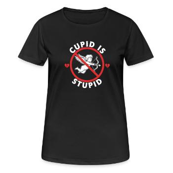 Amor ist dumm. Hass auf Valentinstag. Anti-Valenti - Frauen T-Shirt atmungsaktiv - Schwarz - Vorne - AI Model Female 172 light (172cm)