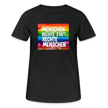 Human Rights Instead of Right-Wing People Statement - Women's Breathable T-Shirt - black - Front - AI Model Female 172 light (172cm)