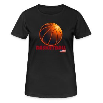 Orange Basketball Amerika - Frauen T-Shirt atmungsaktiv - Schwarz - Vorne - AI Model Female 172 light (172cm)