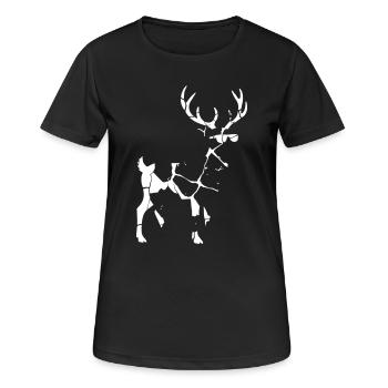 Rentier Mosaik Splitter Kunst Vektor - Frauen T-Shirt atmungsaktiv - Schwarz - Vorne - AI Model Female 172 light (172cm)
