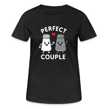 Dessin animé Parfait Couple Sel et Poivre - T-shirt respirant Femme - noir - Devant - AI Model Female 172 light (172cm)