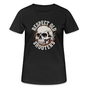 Respect Old Shooters Shooter IPSC Shirt - Women's Breathable T-Shirt - black - Front - AI Model Female 172 light (172cm)