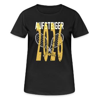 Tennis Aufsteiger 2026 Meistershirt  - Frauen T-Shirt atmungsaktiv - Schwarz - Vorne - AI Model Female 172 light (172cm)