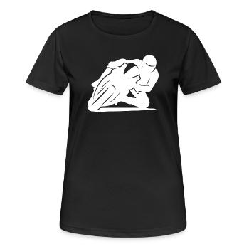 Silhouette minimaliste de moto de course - T-shirt respirant Femme - noir - Devant - AI Model Female 172 light (172cm)