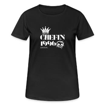 Chefin Edition 1996 Powerfrau 29 Jahre - Frauen T-Shirt atmungsaktiv - Schwarz - Vorne - AI Model Female 172 light (172cm)