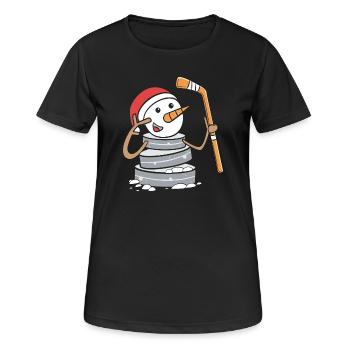 Para Handicap Eishockey - Frauen T-Shirt atmungsaktiv - Schwarz - Vorne - AI Model Female 172 light (172cm)