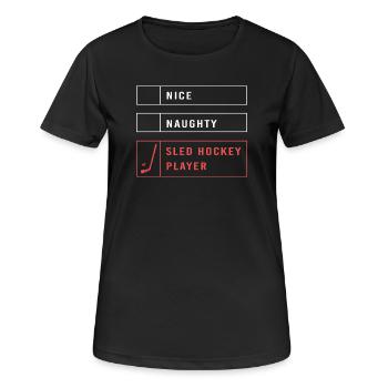 Para Handicap Eishockey - Frauen T-Shirt atmungsaktiv - Schwarz - Vorne - AI Model Female 172 light (172cm)