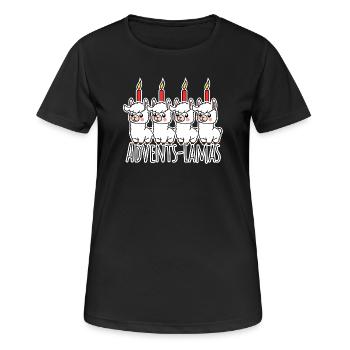 The 4 cute Advent llamas - a candle is burning! - Women's Breathable T-Shirt - black - Front - AI Model Female 172 light (172cm)
