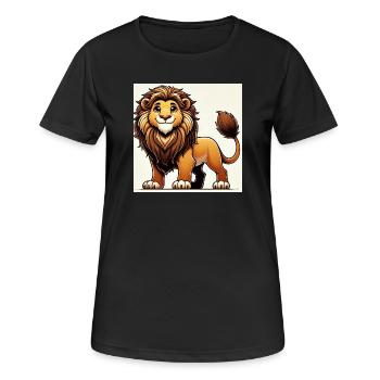 Lion cartoon chaleureux - T-shirt respirant Femme - noir - Devant - AI Model Female 172 light (172cm)