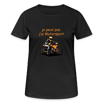 Ich kann nicht. Ich habe Motorsport. - Frauen T-Shirt atmungsaktiv - Schwarz - Vorne - AI Model Female 172 light (172cm)
