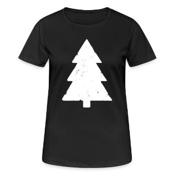 Tannenbaum Wald Grunge Vintage Vektor - Frauen T-Shirt atmungsaktiv - Schwarz - Vorne - AI Model Female 172 light (172cm)