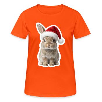 Joli lapin avec chapeau - Lapin de Noël - T-shirt respirant Femme - orange néon - Devant - AI Model Female 172 dark (172cm)