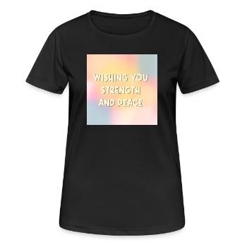 Kraft Frieden wünschen - Frauen T-Shirt atmungsaktiv - Schwarz - Vorne - AI Model Female 172 light (172cm)