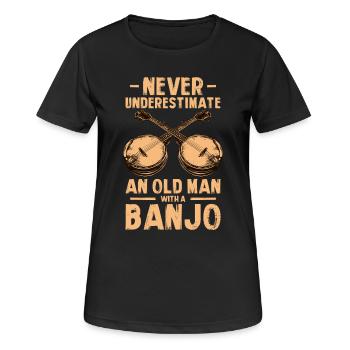 Old man Country Bluegrass Banjo Player - Frauen T-Shirt atmungsaktiv - Schwarz - Vorne - AI Model Female 172 light (172cm)