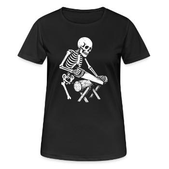 Szene mit der Kettensäge des Skelettfällers - Frauen T-Shirt atmungsaktiv - Schwarz - Vorne - AI Model Female 172 light (172cm)