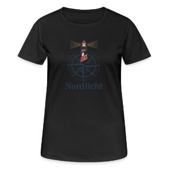 Compas du phare des aurores boréales Côte de la mer du Nord Mer Baltique - T-shirt respirant Femme - noir - Devant - AI Model Female 172 light (172cm)