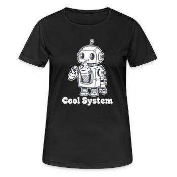 Roboter mit Eiscreme - Frauen T-Shirt atmungsaktiv - Schwarz - Vorne - AI Model Female 172 light (172cm)