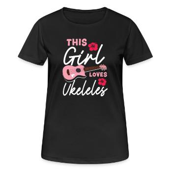 Ukulélé hawaïen Ukulélé Ukulélé Fille Ceci - T-shirt respirant Femme - noir - Devant - AI Model Female 172 light (172cm)