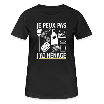 Ich kann nicht, ich habe Haushalt lustig - Frauen T-Shirt atmungsaktiv - Schwarz - Vorne - AI Model Female 172 light (172cm)