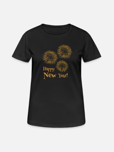 Happy New Year Silvester Feuerwerk Explosion - Frauen T-Shirt atmungsaktiv - Schwarz