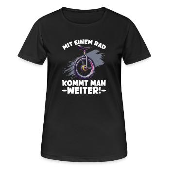 With one wheel you get further - Women's Breathable T-Shirt - black - Front - AI Model Female 172 light (172cm)