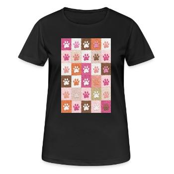 Pawprint Patchwork Plush Squares - Women's Breathable T-Shirt - black - Front - AI Model Female 172 light (172cm)