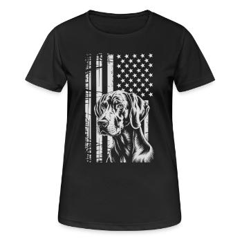 Patriotisches Hundeporträt - Frauen T-Shirt atmungsaktiv - Schwarz - Vorne - AI Model Female 172 light (172cm)