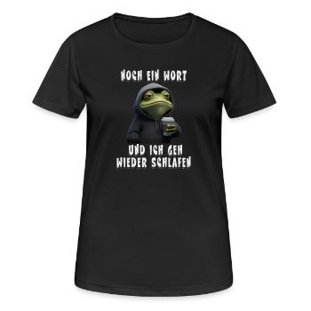 Grumpy Frosch mit Kaffee Cartoon - Frauen T-Shirt atmungsaktiv - Schwarz - Vorne - AI Model Female 172 light (172cm)