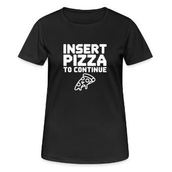 Pizza einfügen, um fortzufahren. - Frauen T-Shirt atmungsaktiv - Schwarz - Vorne - AI Model Female 172 light (172cm)