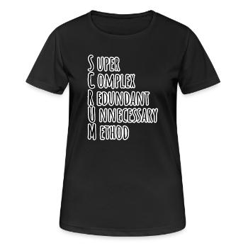 Scrum Master Daily Team Backlog Refinement! Agil! - Frauen T-Shirt atmungsaktiv - Schwarz - Vorne - AI Model Female 172 light (172cm)
