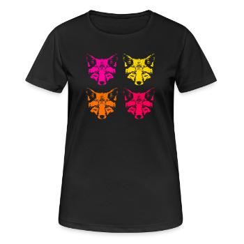 Farbige Füchse  - Frauen T-Shirt atmungsaktiv - Schwarz - Vorne - AI Model Female 172 light (172cm)