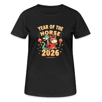 Nouvel An chinois du cheval 2026 - T-shirt respirant Femme - noir - Devant - AI Model Female 172 light (172cm)
