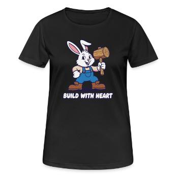 Lapin avec marteau – Motif de construction de cœur - T-shirt respirant Femme - noir - Devant - AI Model Female 172 light (172cm)