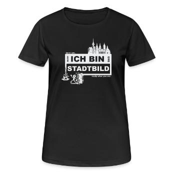Paysage urbain - Allemand - prêt quand vous voulez - T-shirt respirant Femme - noir - Devant - AI Model Female 172 light (172cm)