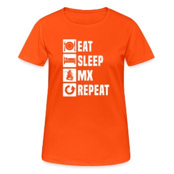 Conception motocross Power Motocross - T-shirt respirant Femme - orange néon - Devant - AI Model Female 172 dark (172cm)