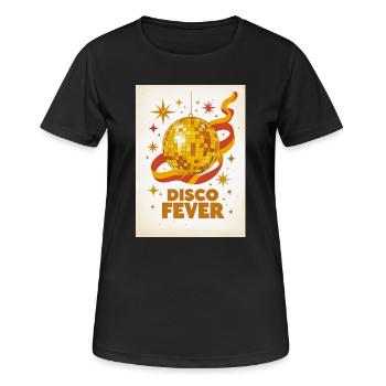 Goldene Discokugel glänzt im Glamour der 70er Jahre - Frauen T-Shirt atmungsaktiv - Schwarz - Vorne - AI Model Female 172 light (172cm)