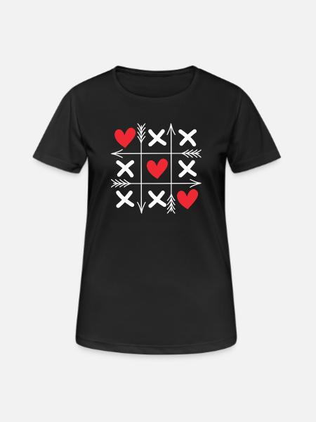 Tic Tac Toe Hearts Cute Matching Couples Valentine - Women's Breathable T-Shirt - black
