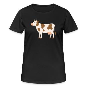 Pastellkuh mit braunen Flecken - Frauen T-Shirt atmungsaktiv - Schwarz - Vorne - AI Model Female 172 light (172cm)