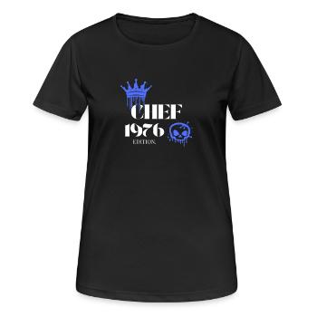 Chef Edition 1976 49 Birthday Saying - Women's Breathable T-Shirt - black - Front - AI Model Female 172 light (172cm)