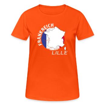 Lille - Frauen T-Shirt atmungsaktiv - Neonorange - Vorne - AI Model Female 172 dark (172cm)