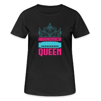 Funny Harmonica Player Queen Harmonica - Frauen T-Shirt atmungsaktiv - Schwarz - Vorne - AI Model Female 172 light (172cm)